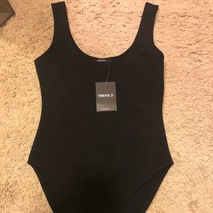 Black thick material flattering tank bodysuit